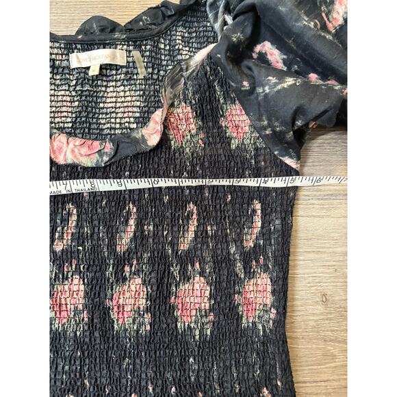 LOVESHACKFANCY Violett Dress Black Coffee M Floral Ruffle Silk Party Mini Date - Picture 10 of 14